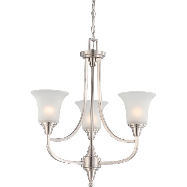 Nuvo Lighting 60/4145  Surrey - 3 Light Chandelier with Frosted Glass in Brushed Nickel Finish